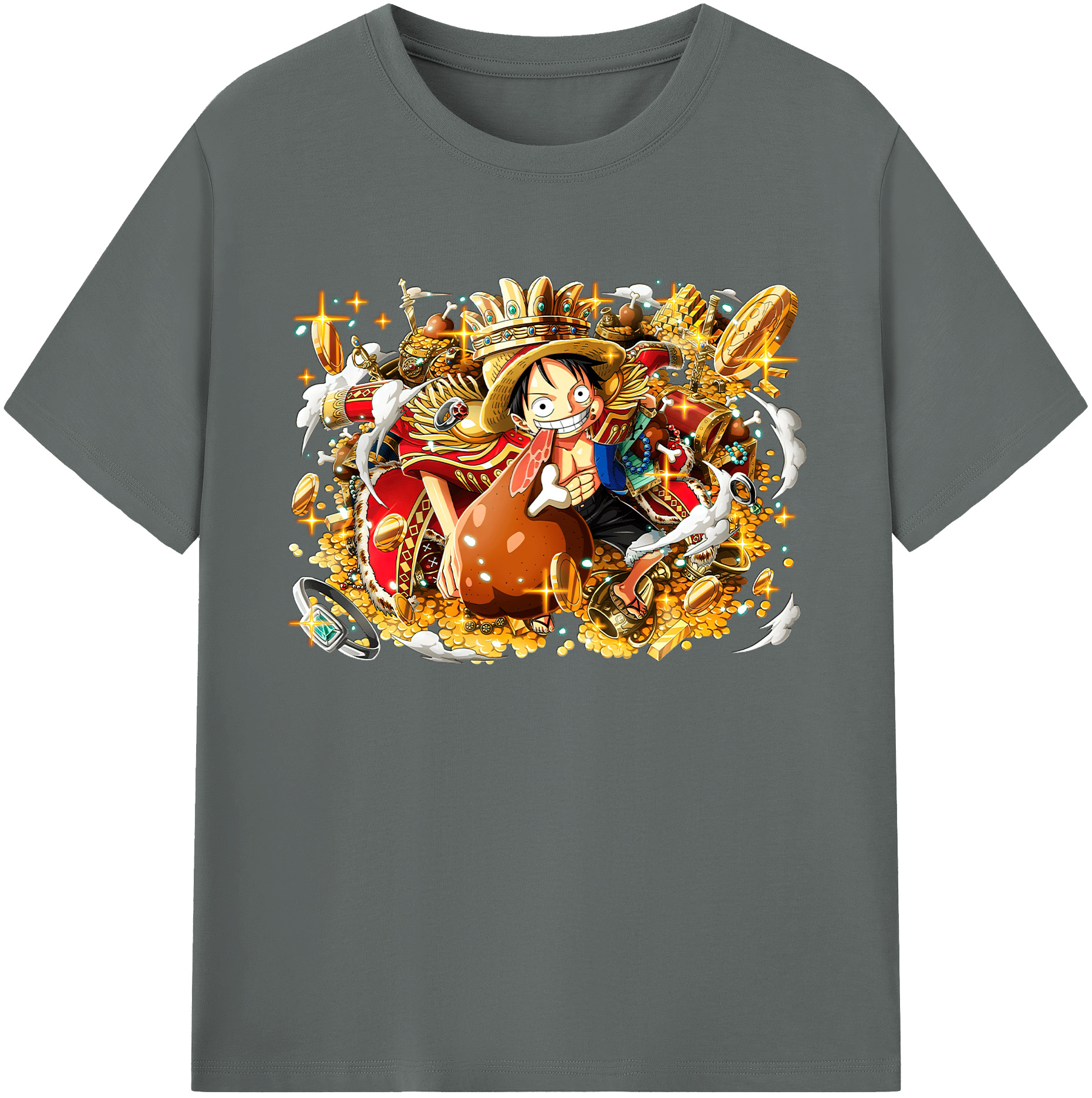 ワンピース モンキー・D・ルフィ ONE PIECE Monkey D. Luffy 綿100％ メンズ半袖Tシャツ｜肌触りやわらか＆通気性